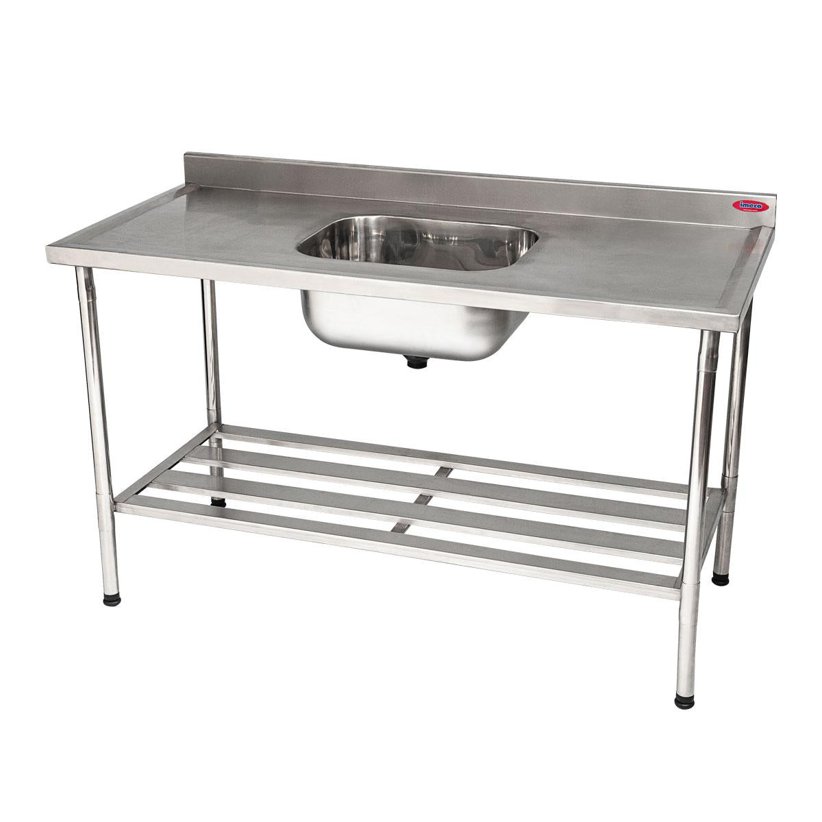 Bancada Mesa 150x70 Inox 430 Com 1 Cuba 50x40x25 Com Grade Inferior - Imeca 6812