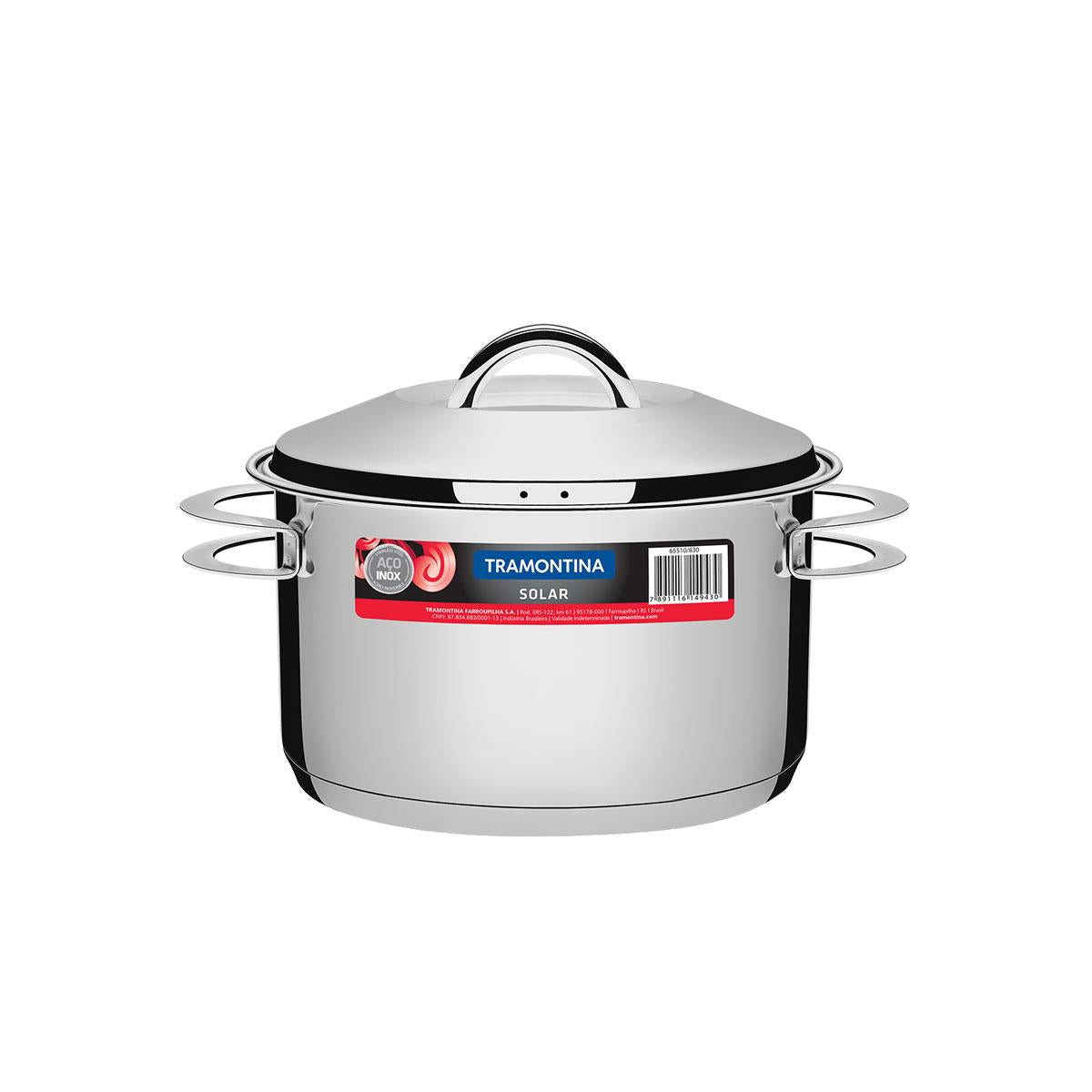 Panela Em Aço Inox Fundo Triplo Linha Solar 6,1 Litros Pit 2 - Tramontina