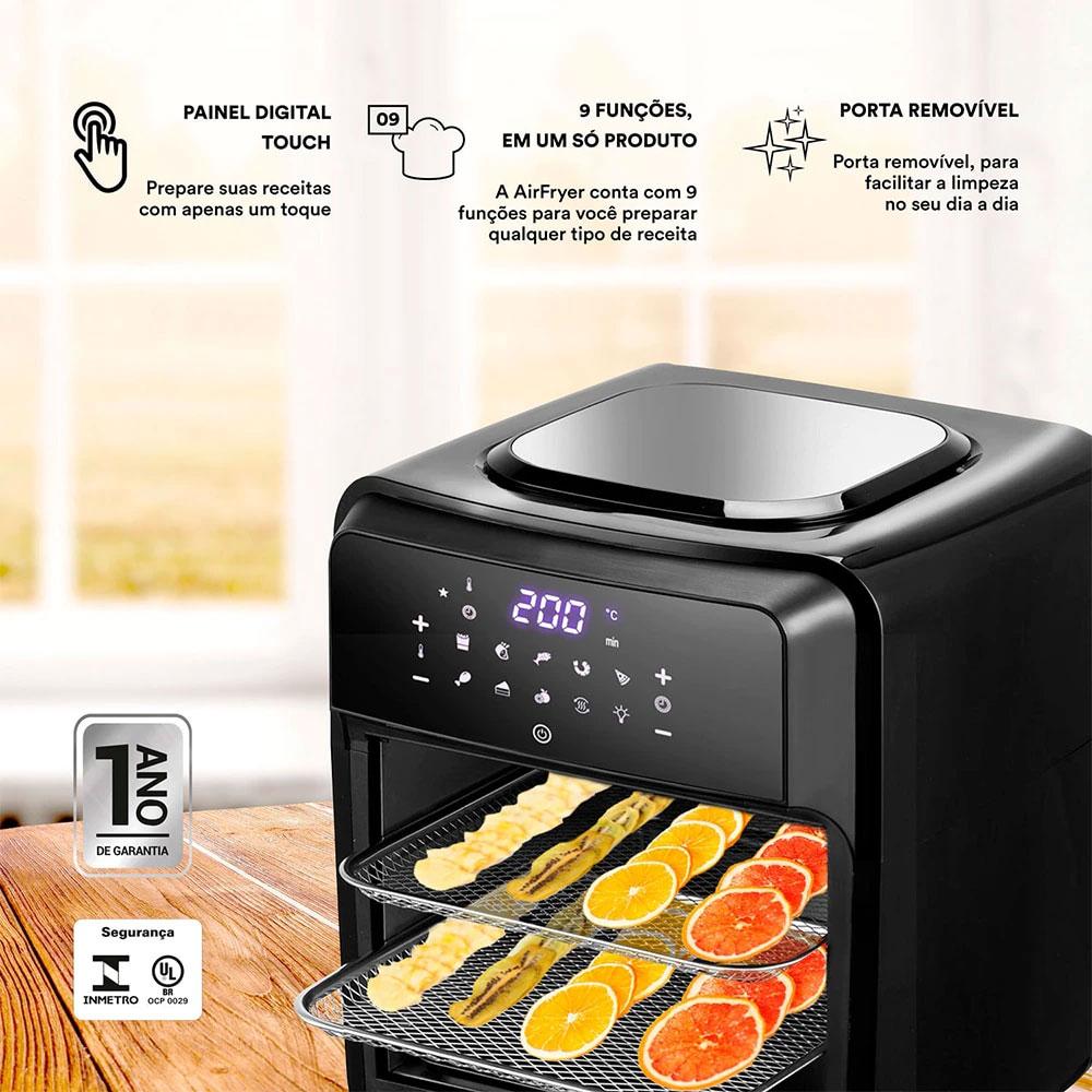 Fritadeira Airfryer Oven 12L Digital Premium Titanium EAF12T 127V - EOS