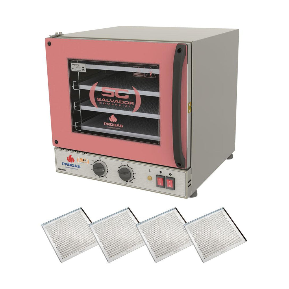 Kit Forno Turbo Elétrico PRP-004 G2 220V Rosa + 4 Assadeiras - Progás