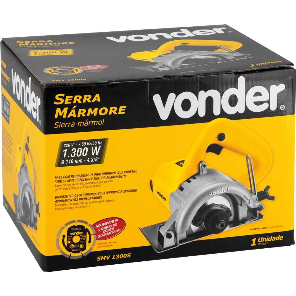 Serra Mármore Profissional 110mm Com Disco 1300w Smv1300 220v - Vonder 6001130002