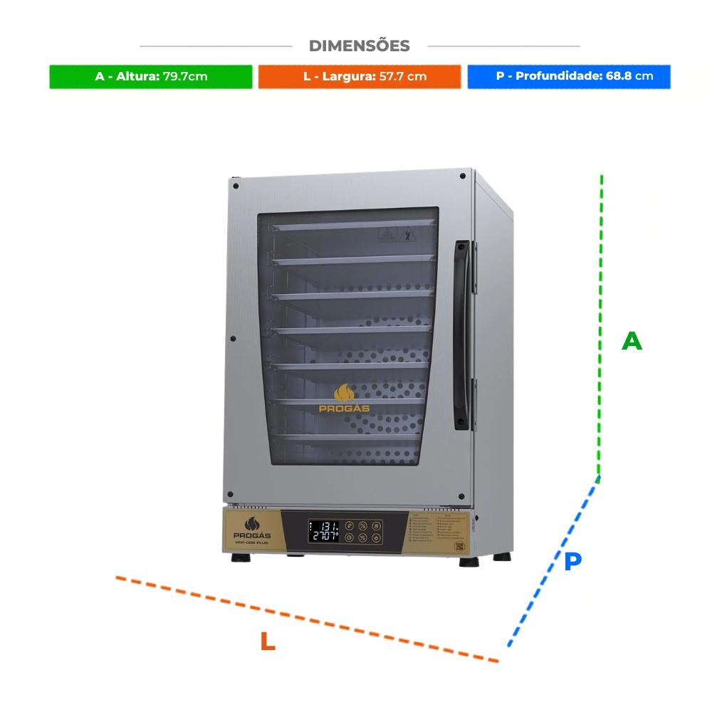 Kit Forno Turbo Elétrico Profissional Digital Prp-008 Plus 220v Dourado + 4 Grades - Progás