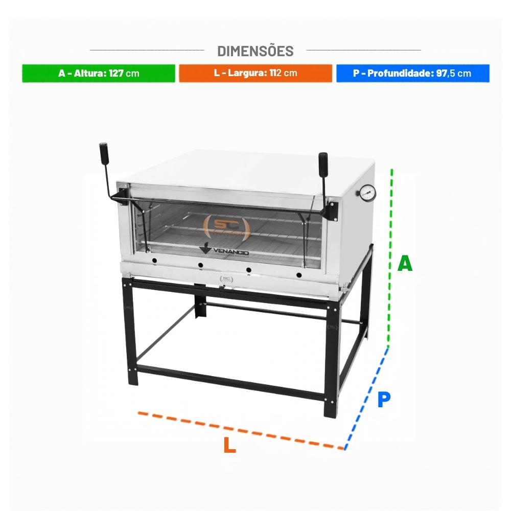 Forno Gás Industrial Pedra Refratária Roma Inox Firi110 + 1 Grade Extra + pá Pizza - Venâncio