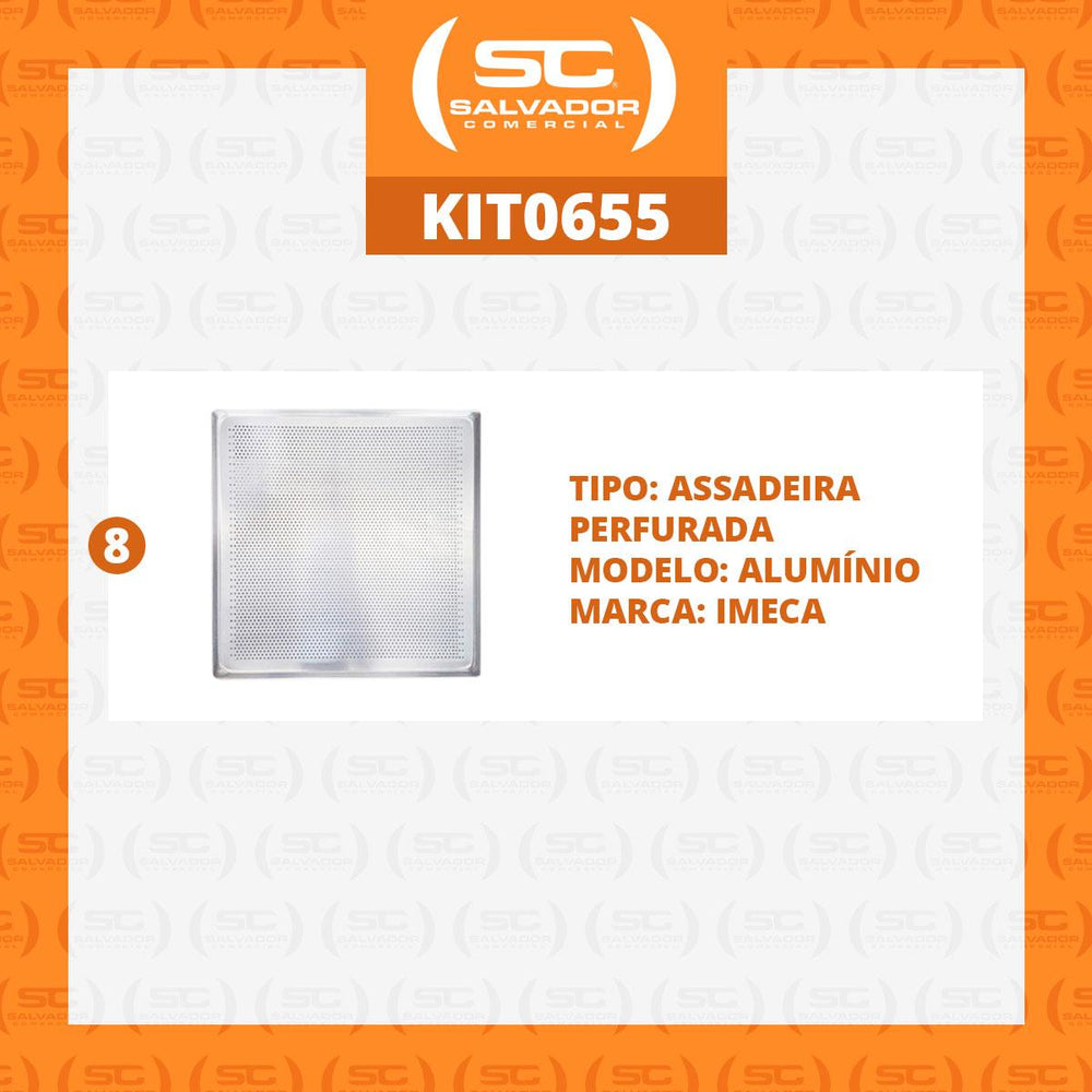 Kit 8 Assadeiras Estampada Perfurada Alumínio 35x35cm PRP-004/fC4EMV - Imeca