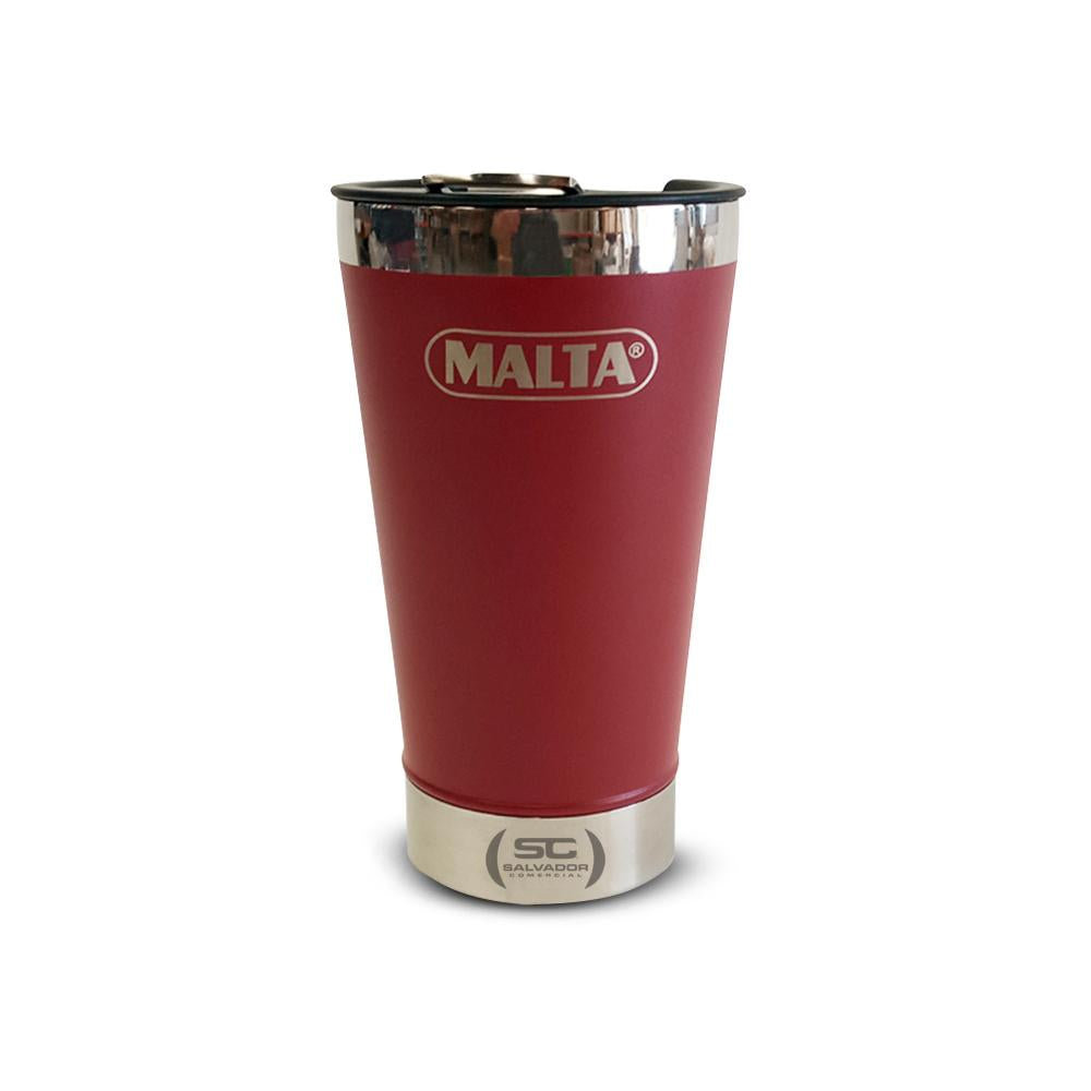 Copo Térmico Para Cerveja Chopp Gelado Em Inox 473ml CQS 5746 Vermelho Com Tampa e Abridor - Malta