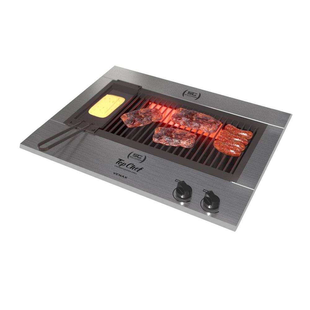 Churrasqueira a Gás de Embutir Inox Gourmet Top Chef TCIN50 Bivolt - Venax 26952