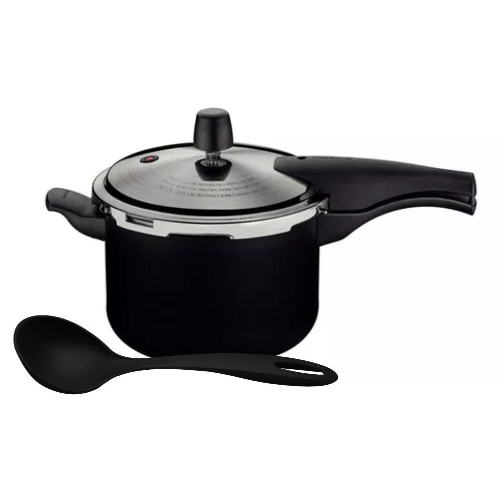 Panela Pressão Antiaderente 4,5l Preto Com Concha Tramontina