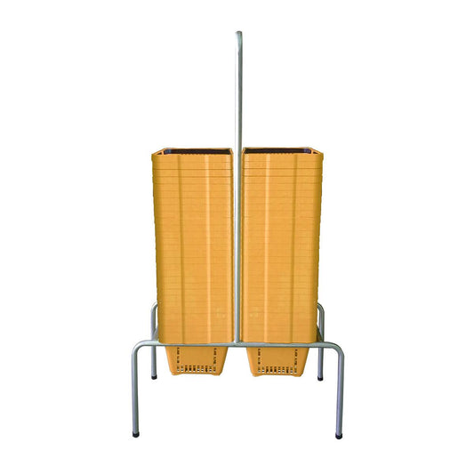 Kit - Suporte Para Cestos de Compras Duplo + 60 Cestos D100 Amarelo