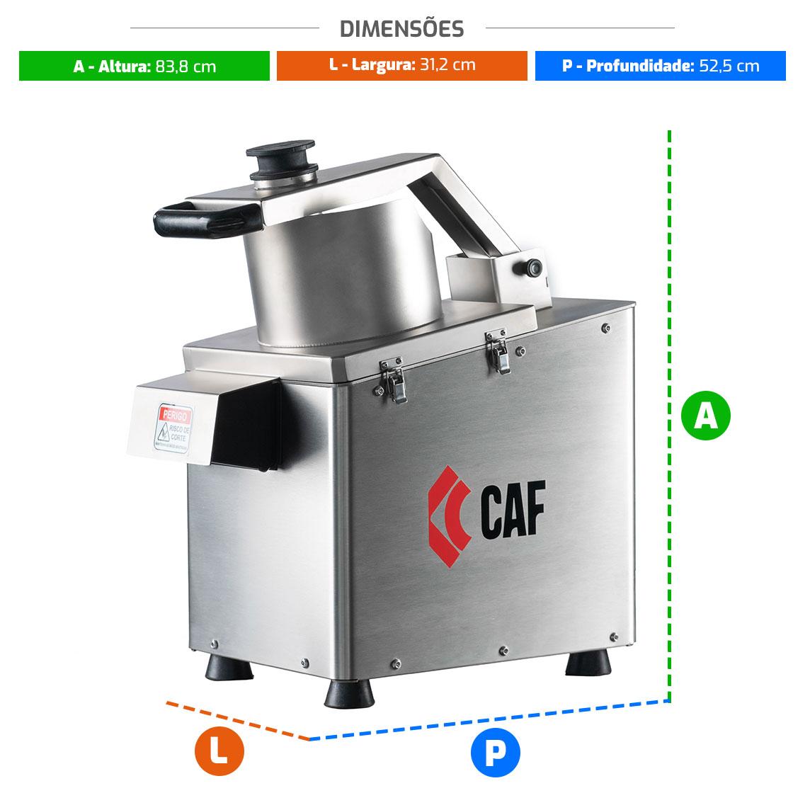 Processador de Alimentos Inox Com 5 Discos 0,75cv + Grade Cubo 8mm PA210-i Bivolt - Caf PA210231F34