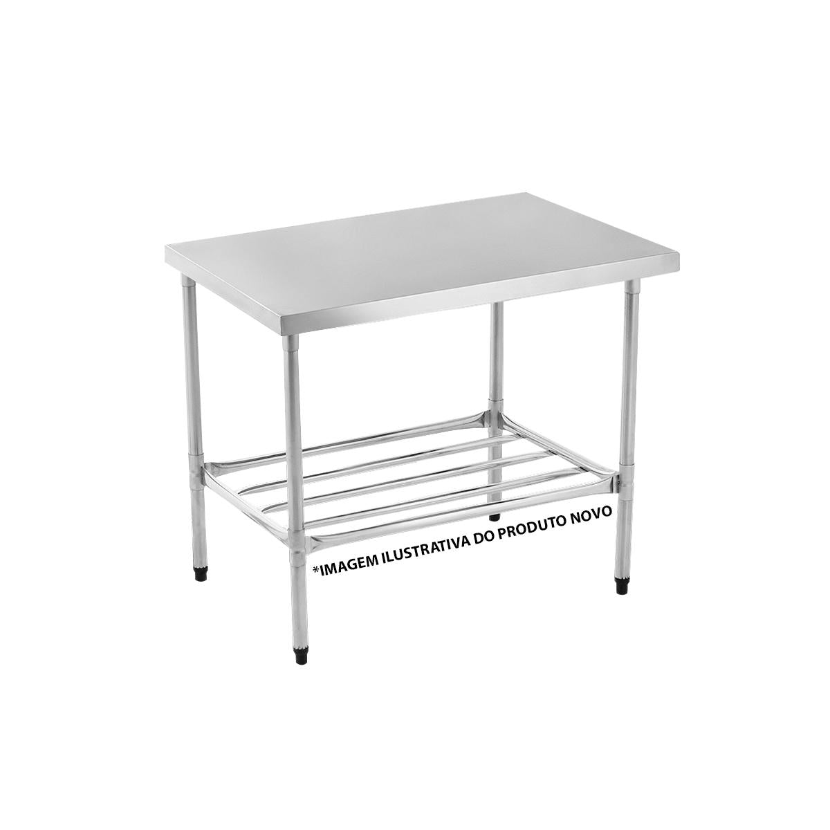 SEMINOVO - Bancada de Apoio Inox, Tampo Liso, Prateleira Tubular MITLPT 900 - Refrimate