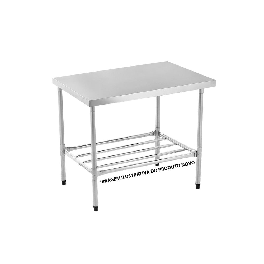 SEMINOVO - Bancada de Apoio Inox, Tampo Liso, Prateleira Tubular MITLPT 900 - Refrimate