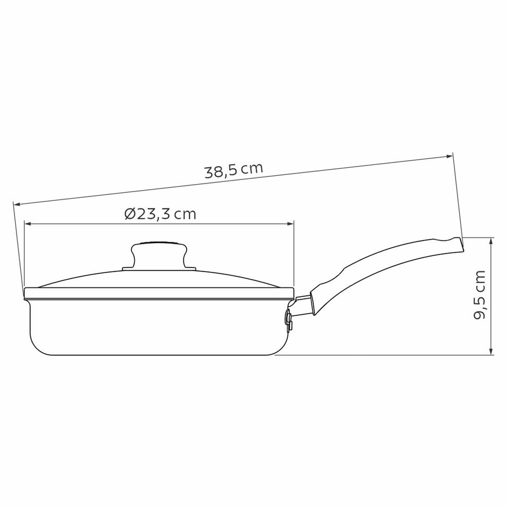 Frigideira Reta Turim Em Alumínio Antiaderente Starflon Vermelho Com Tampa de Vidro 22 Cm 1,7 L - Tramontina 20267822