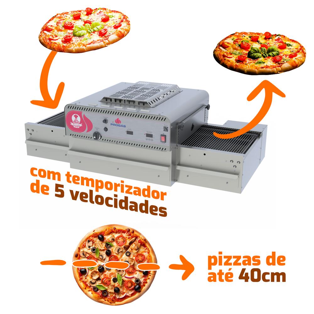 Forno Esteira a Gás Pizzas 40cm Profissional Industrial Para Pizzas Gás Alta Produção Inox PRFE-400G 220V - Progás