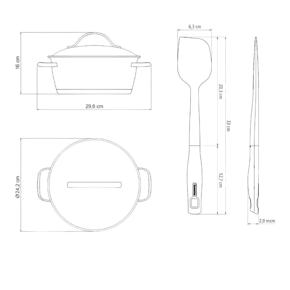 Conjunto Brigadeiro Caçarola Allegra Inox 3,3L Fundo Triplo e Espátula de Silicone  - Tramontina
