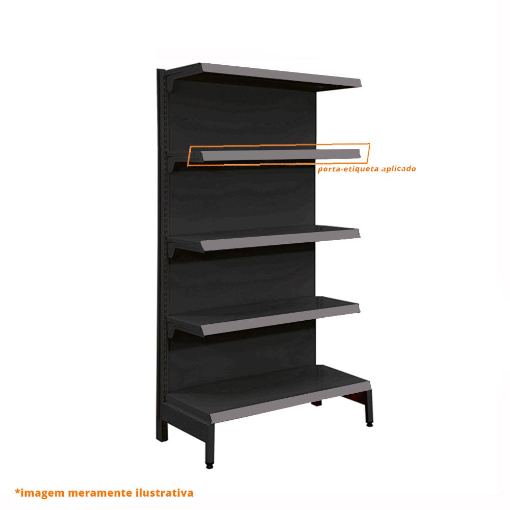 Kit 10 Porta Etiquetas Simples 90cm Cinza Com Acrílico New Plus/Plus - SA Gôndolas