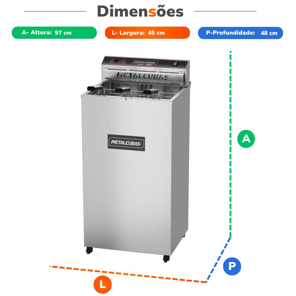 Fritador Água e Óleo Elétrico 25 Litros de Pedestal 800w FAO 25 220v - Metalcubas 27088