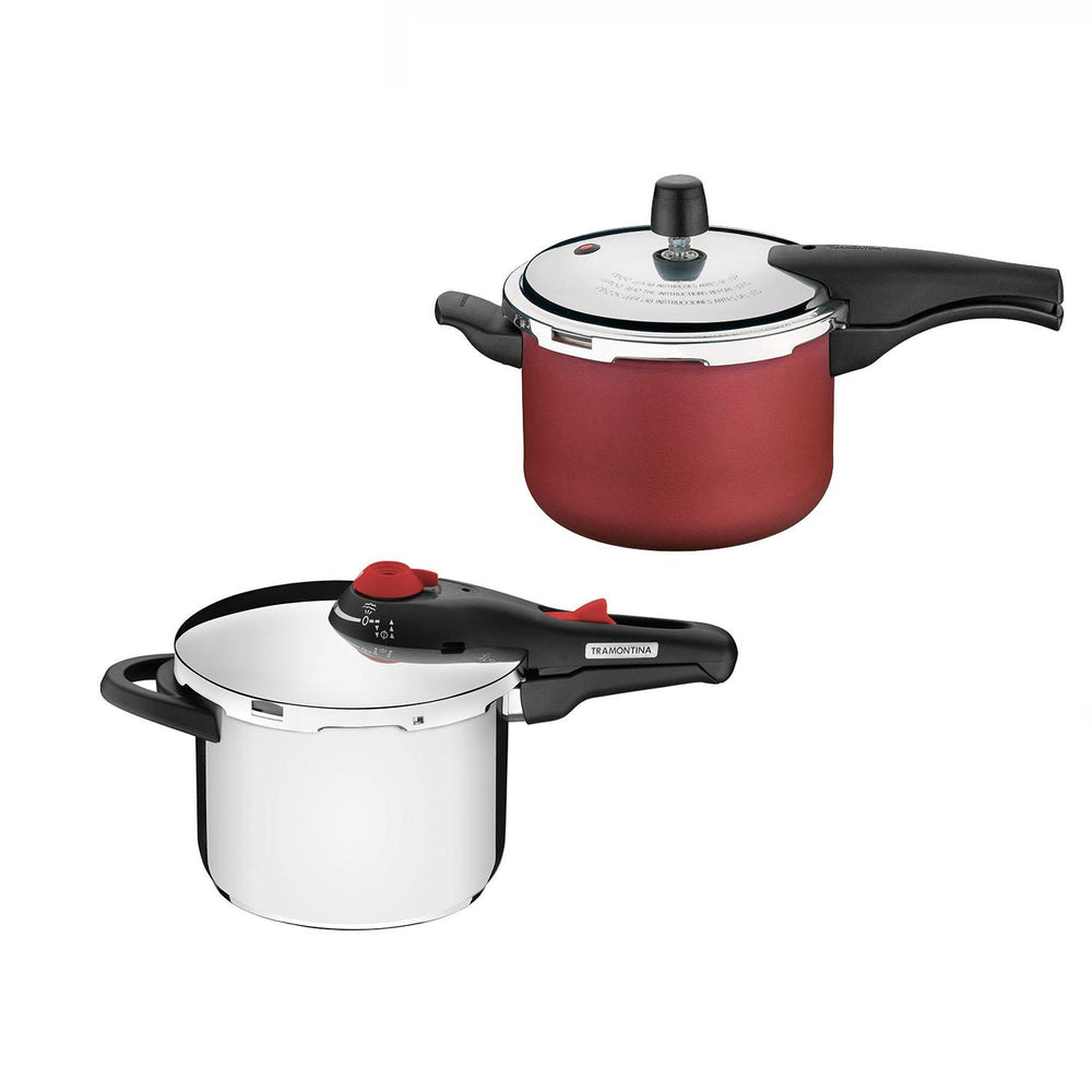 Kit Panela de Pressão 6l Aço Linha Solar + Panela de Pressão 4,5l Vancouver Vermelha - Tramontina