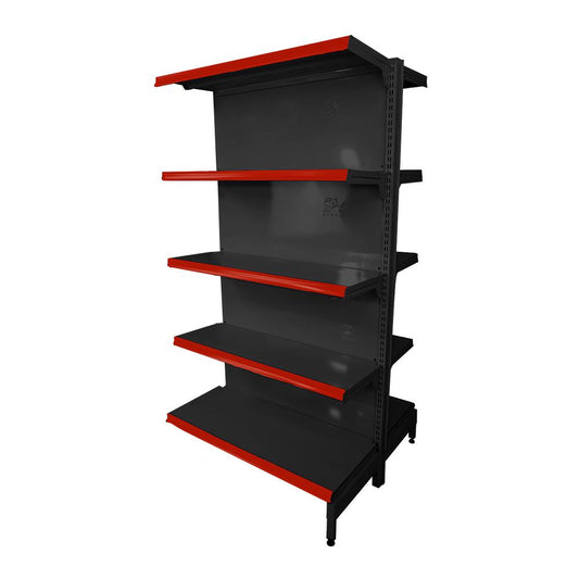 Gôndola Prateleira Preta New Plus 1,70 Central Continuação GCC - Sa Gôndolas Porta Etiquetas Vermelho