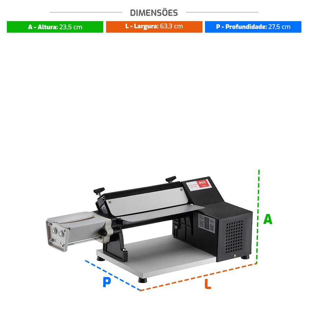 Cilindro Laminador Elétrico Profissional 28cm Preto Com Cortador Talharim 1/4 CV Bivolt - Malta 3107003