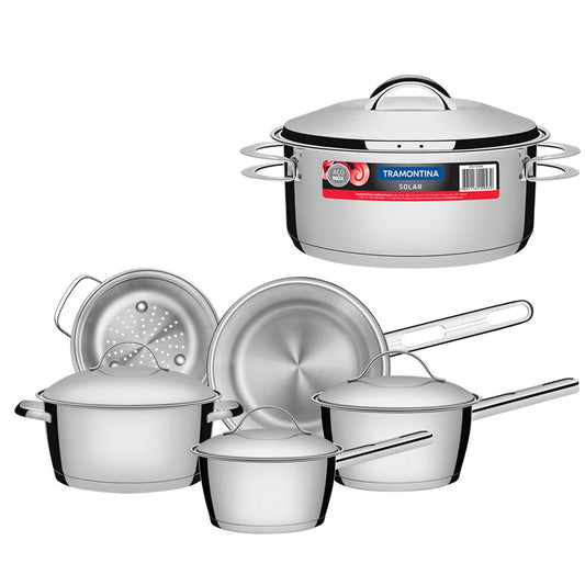 Kit - Conjunto de Panelas Inox 5 Pcs Allegra + Panela Inox Fundo Triplo Solar 4,7l - Tramontina