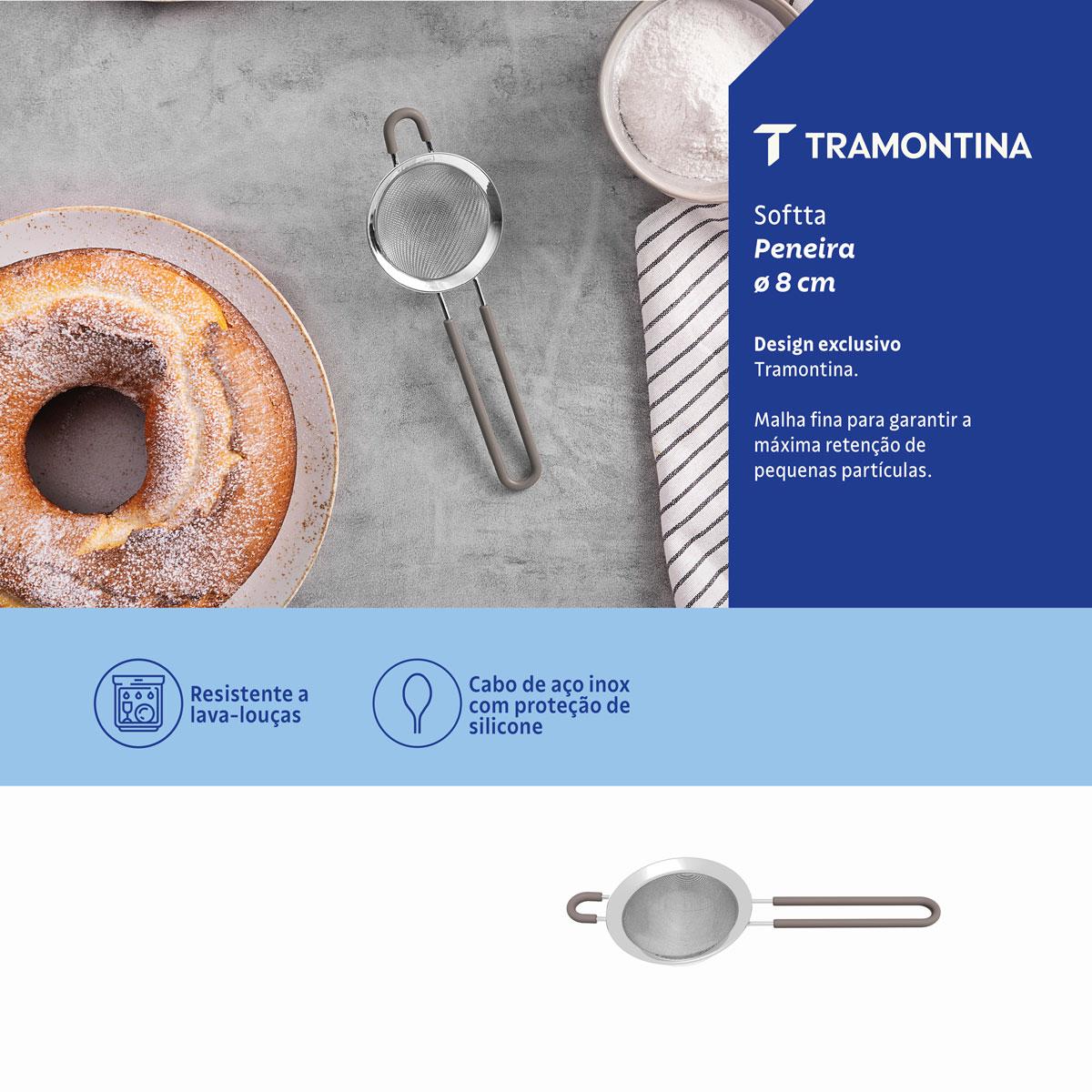 Peneira Softta em Aço Inox Com Cabo e Alça em Silicone Cinza 8,8 cm - Tramontina 25860160