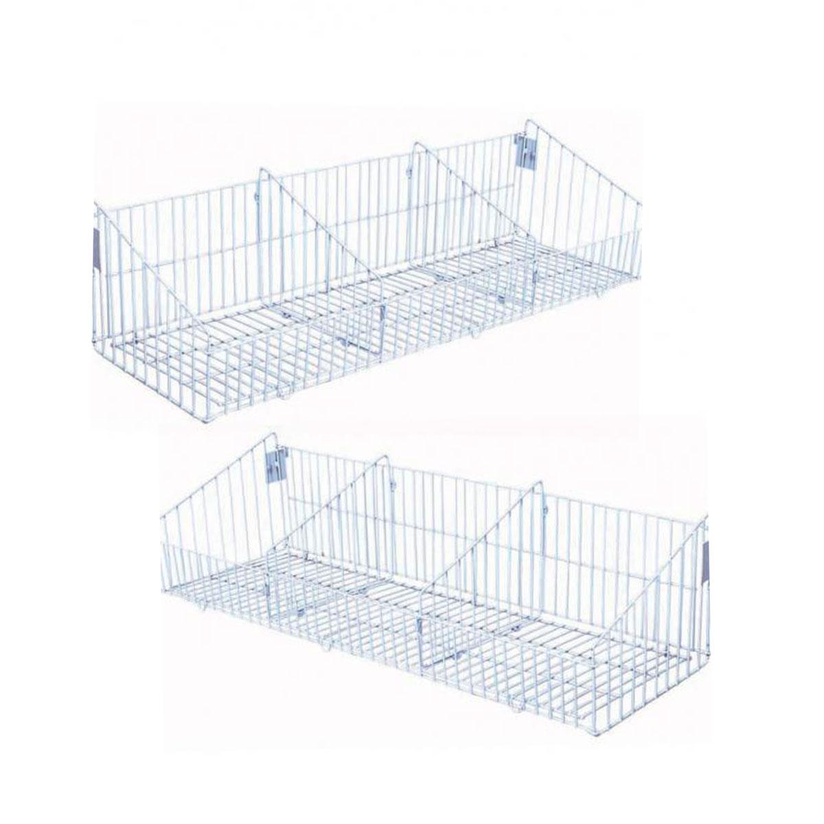KIT - 2 Cestos com divisórias 91x30 Branco New Plus - Sa Gôndolas