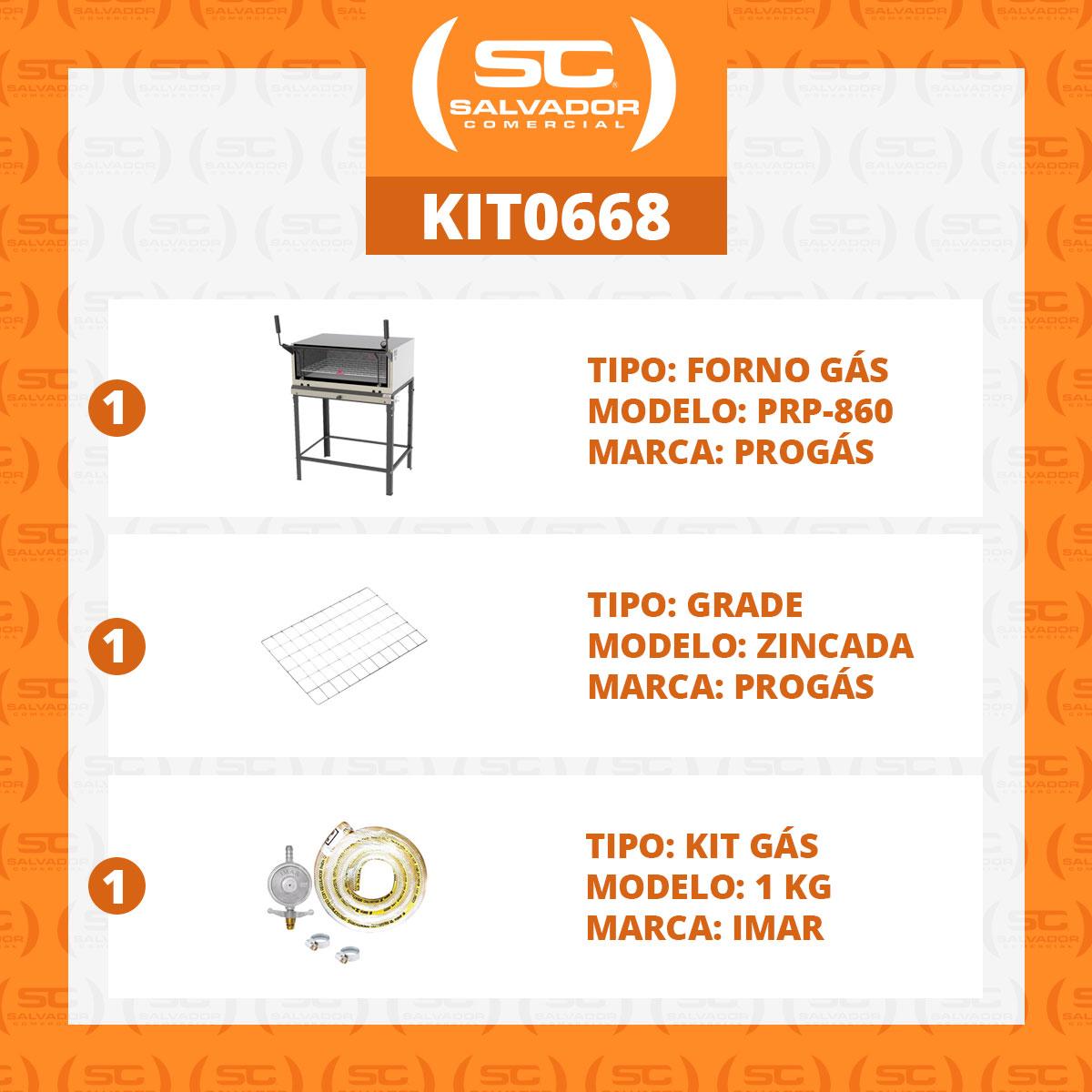 Kit - Forno Assador Refratário Gás Prp-860 + Grade Extra + Kit Gás 1kg - Progás