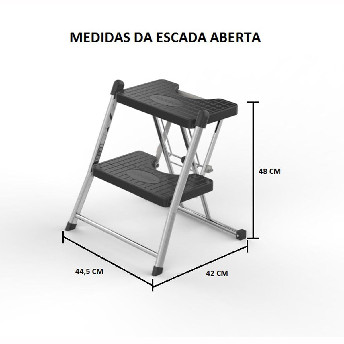 Escada Alcance com 02 Degraus Estrutura Cromada - Anodilar