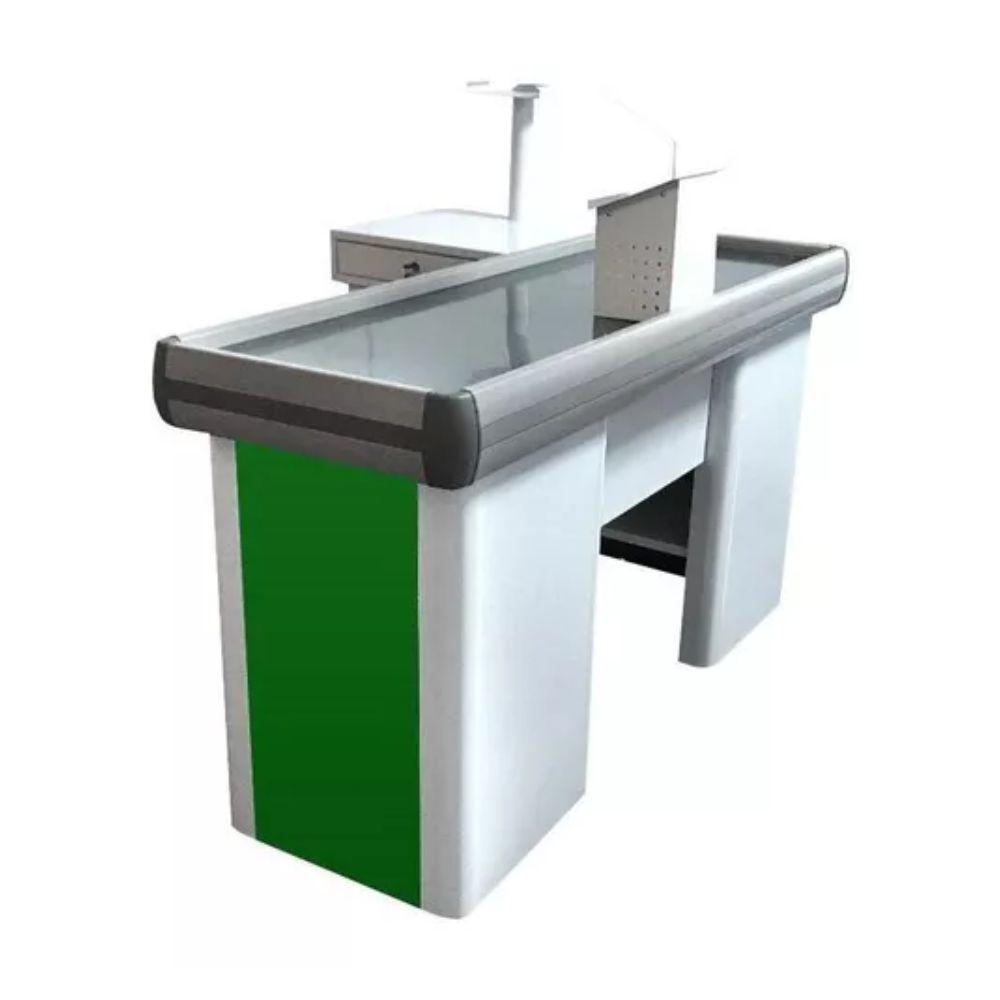 Caixa Supermercado Empacotador Verde 1,50m Check Out e Balança Bivolt 30kg Urano