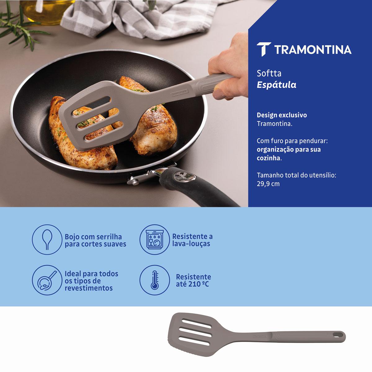 Espátula Vazada Softta em Silicone Cinza - Tramontina 25850160