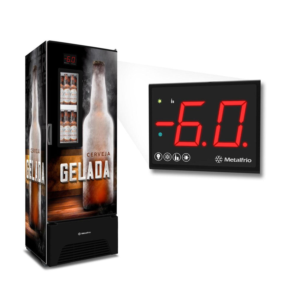 Visa Cooler 127v Cervejeira Porta Com Visor 508/574 Litros Adesivada Gelada VN50AF Optima - Metalfrio