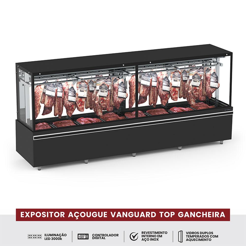 Expositor De Açougue Profissional Vanguard Gancheira Dupla Ar Forçado 3m EAVTG3000 AF 220V - Refrimate