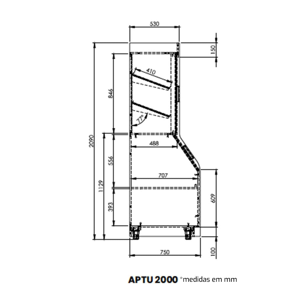 Armário Para Pães 200cm Mdf Portas de Correr e Led 220v Málaga - Refrimate APTU2000