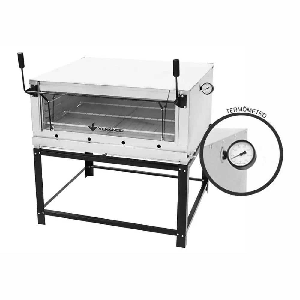 Forno Gás Industrial Pedra Roma Inox 90 Firi90 + 1 Grade Extra + Luva Térmica + pá Pizza - Venâncio