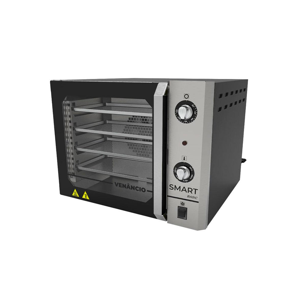 Forno Turbo Convector Elétrico Smart Basic 4 Esteiras Preto e Painel Inox FCSB4E - Venâncio 220V