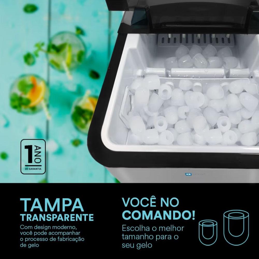 Máquina De Gelo Prata 15Kg Ice Compact EMG02S 220V - EOS