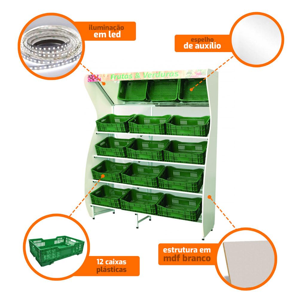 Fruteira Organizadora Lateral Em Mdf Branco Com Espelho 12 Caixas Fch4n12cx 220v - Chimafrio