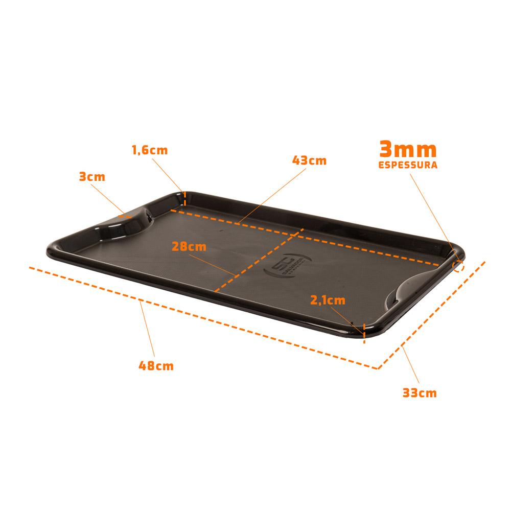 Conjunto 6 Bandejas Plásticas Self-Service Refeição 48 x 32,5 x 2 BR-100 Bege - Della Plast
