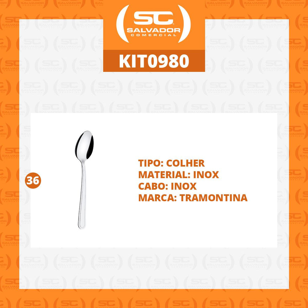 Kit 36 Colheres de Sopa Búzios em Aço Inox CIBAG - Tramontina 23763000