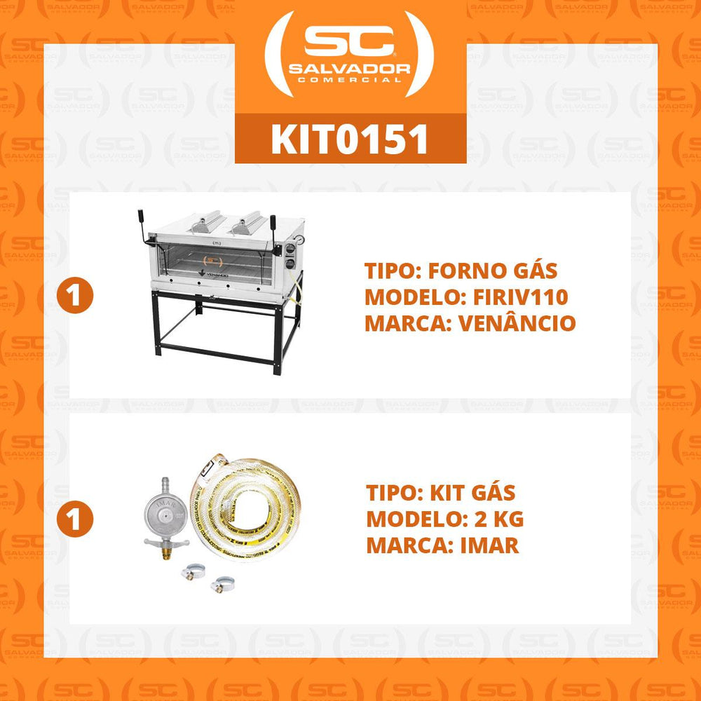 Kit Forno De Lastro a Gás Refratário Roma Inox Infravermelho FIRIV110 + Kit Gás 2kg - Venâncio