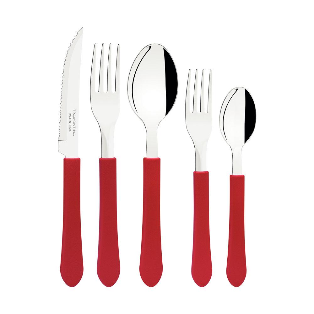 Faqueiro Inox 20 Peças Leme Cabo Plástico Vermelho - Tramontina 23198718