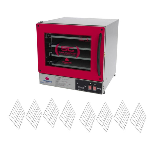 Kit Forno Turbo Elétrico Profissional Digital PRP-004 Plus 127V Vermelho + 8 Grades - Progás
