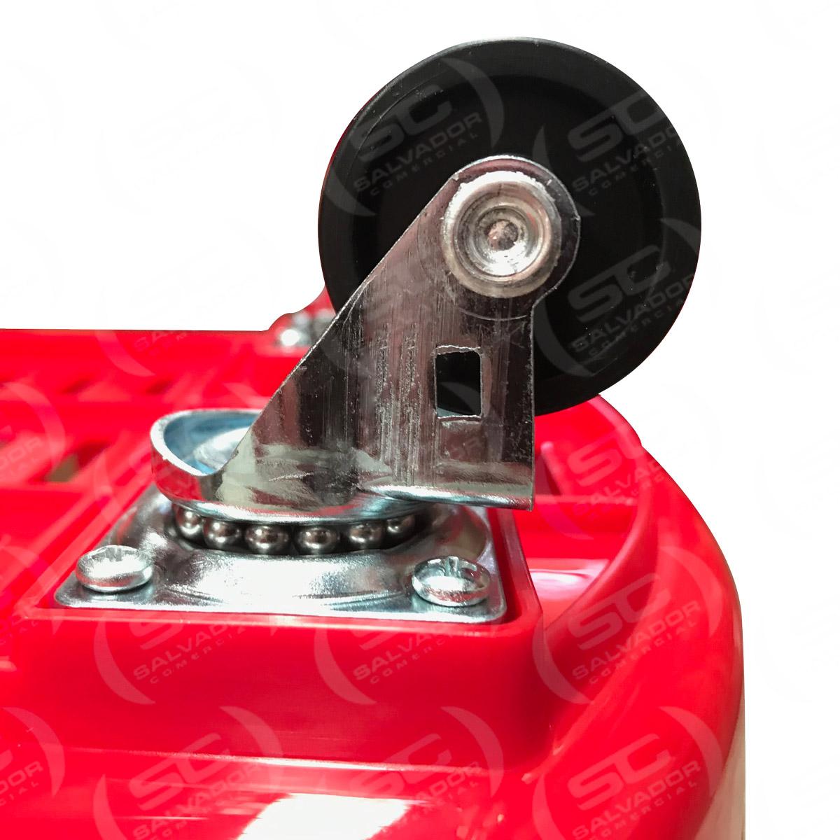 Kit - 10 Cestos Grande Com Rodízio D300 Cód. 3300 Vermelho - Della Plast