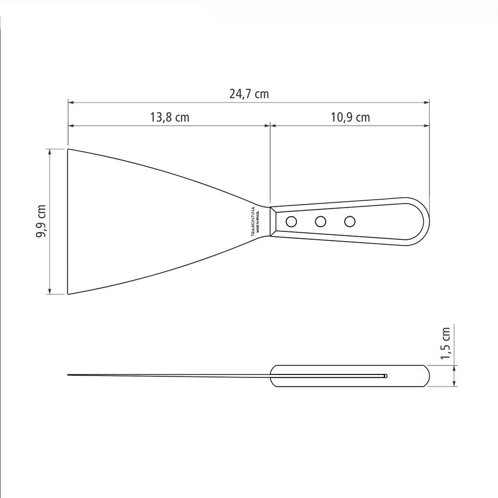 Espátula Raspador Para Chapa Lâmina Inox Cabo Madeira Polywood Vermelho 5" - Tramontina 21166175