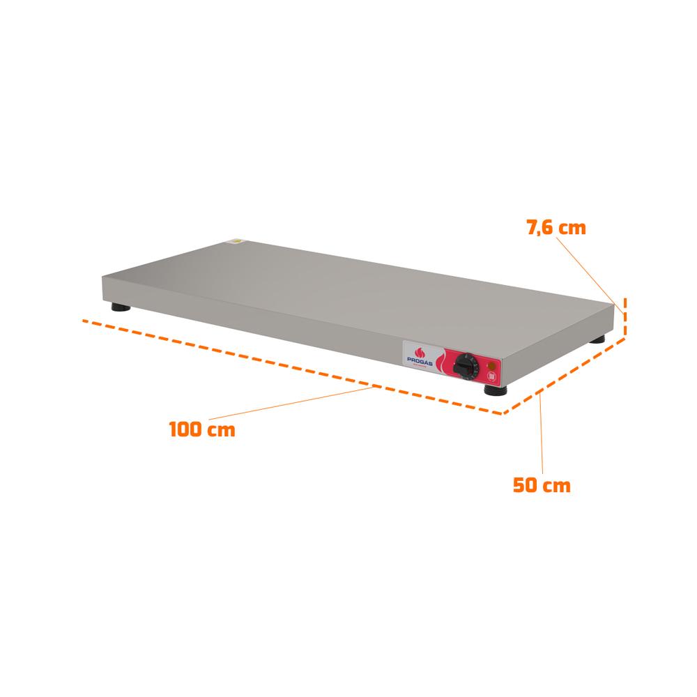 Pista Quente Mesa Aquecida Placa de Aquecimento de Alimentos Inox Elétrica 100cm Prmaq10 220v Progás