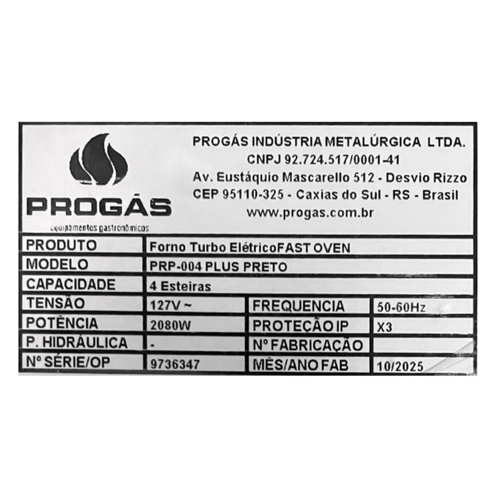 SEMINOVO - Forno Elétrico Fast Oven PRP-004 Plus Digital 127V Preto - Progás