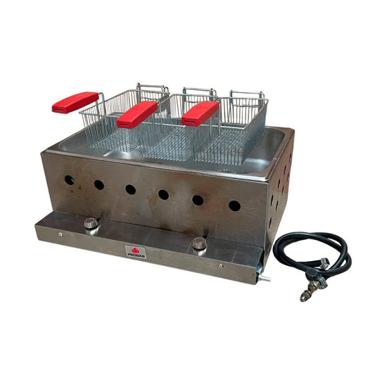 SEMINOVO - Fritadeira Profissional a Gás uma Cuba Grande retangular 10L Três Cestos Pr-30g - Progás