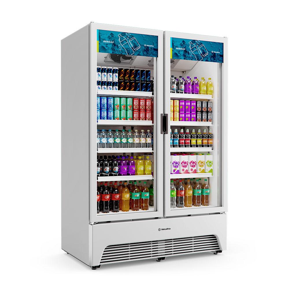 Refrigerador Expositor Vertical Bebidas Duas Portas Vidro 1164/1257l Vbm3al Optima Branca 220v - Metalfrio