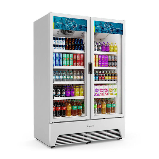 Refrigerador Expositor Vertical Bebidas Duas Portas Vidro 1164/1257l Vbm3al Optima Branca 220v - Metalfrio