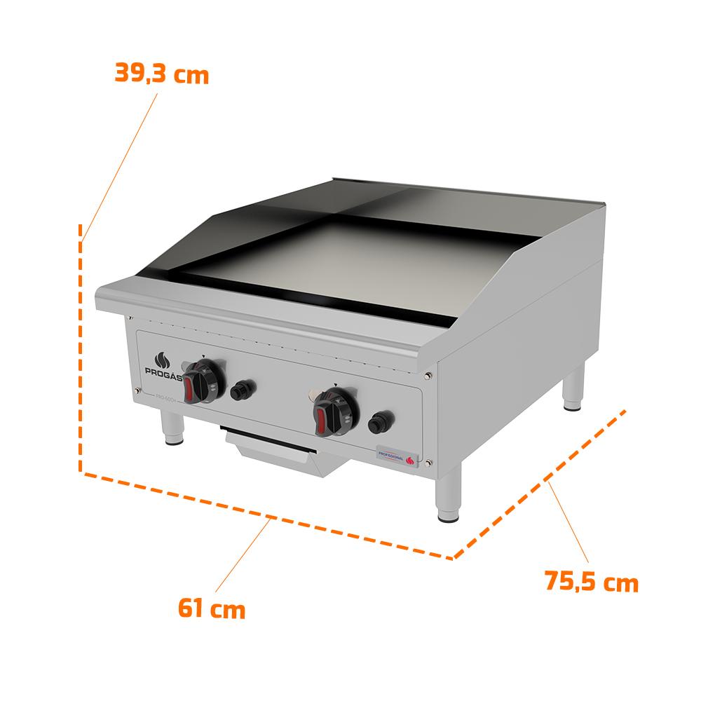 Chapa Lanche Bifeteira a Gás Profissional Para Lanchonetes Inox 60cm PRO-60CH - Progás P44603